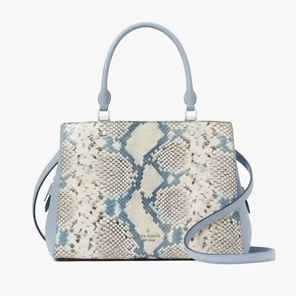 Kate Spade Leila Snake Embossed Medium Triple Compartment Satchel